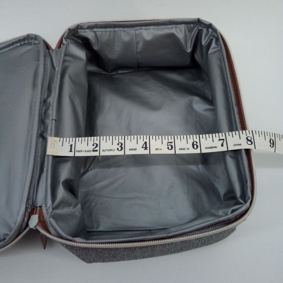 Acorn Street Fit + Fresh Insulated Lunch Box Gray Handle Drink Mesh Zip Around - Picture 3 of 8